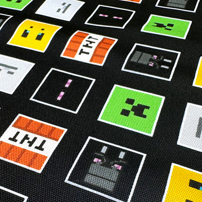 生地 【 マインクラフト オックスフォード 黒 】 108cm巾 綿100％ キャラクター生地 ブロック柄生地 マイクラ柄