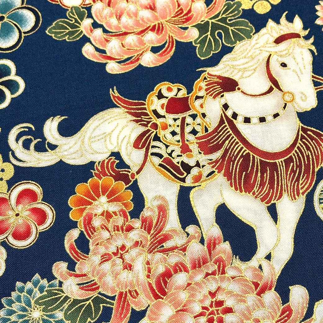 和柄馬シーチング生地