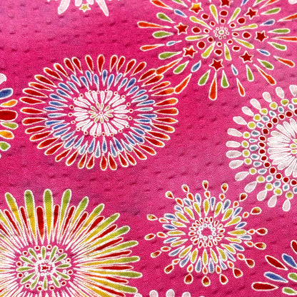 生地 【 リップル 花火 ピンク】 112cm巾 リップル生地 サッカー生地
