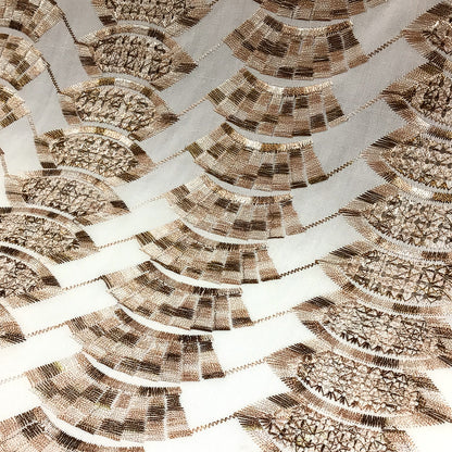 生地 【 刺繍レース ダイヤゴールド 】 レース生地 103cm巾 刺繍レース 刺しゅう生地 立体レース 透け感レース 幾何学模様