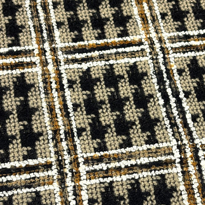 生地 【 千鳥格子ツイード ベージュ 】 ツイード生地 148cm巾 幅広 ウール混 厚手