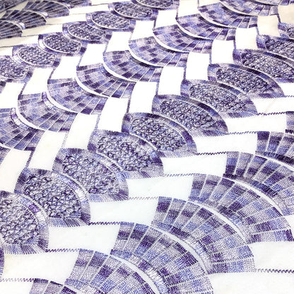 生地 【 刺繍レース スカイパープル 】 レース生地 103cm巾 刺繍レース 刺しゅう生地 立体レース 透け感レース 幾何学模様