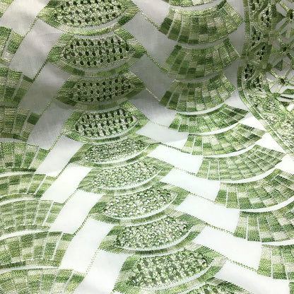 生地 【 刺繍レース ミントグリーン 】 レース生地 103cm巾 刺繍レース 刺しゅう生地 立体レース 透け感レース 幾何学模様