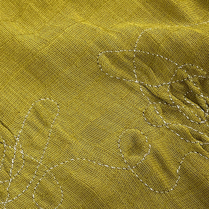 生地 【 二重織 ファージ刺繍 オリーブ 】 110cm巾 二重織生地 刺繍生地 立体刺繍 ポリエステル生地 デザイン生地
