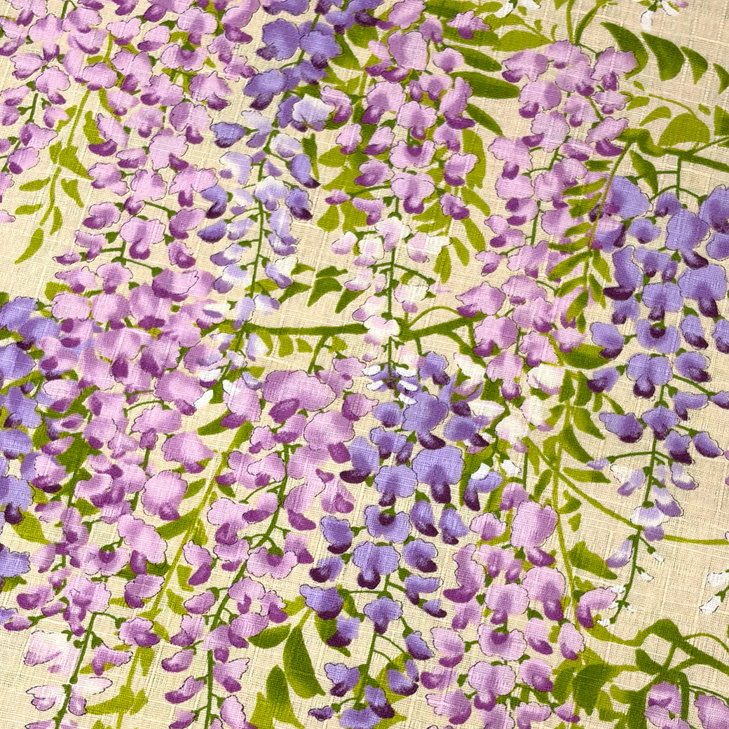 生地 【 サザンクロスPT 藤の花 生成 】 110cm巾 綿100％ 藤の花柄 和柄生地 和風プリント コットン生地