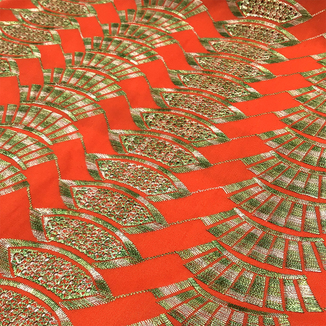 生地 【 刺繍レース パトラオレンジ 】 レース生地 103cm巾 刺繍レース 刺しゅう生地 立体レース 透け感レース 幾何学模様