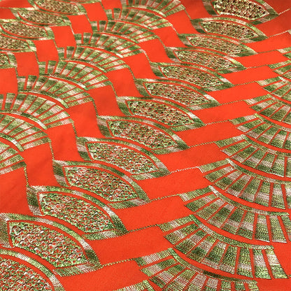 生地 【 刺繍レース パトラオレンジ 】 レース生地 103cm巾 刺繍レース 刺しゅう生地 立体レース 透け感レース 幾何学模様