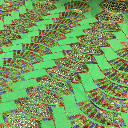 生地 【 刺繍レース トリコグリーン 】 レース生地 103cm巾 刺繍レース 刺しゅう生地 立体レース 透け感レース 幾何学模様
