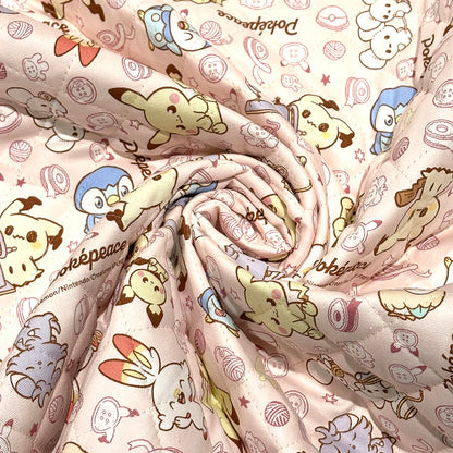 生地 【 ポケピース キルト 薄ピンク 】 ポケモン ポケットモンスター 105cm巾 コットン 綿100％ キルティング生地 キャラクター