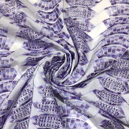 生地 【 刺繍レース スカイパープル 】 レース生地 103cm巾 刺繍レース 刺しゅう生地 立体レース 透け感レース 幾何学模様
