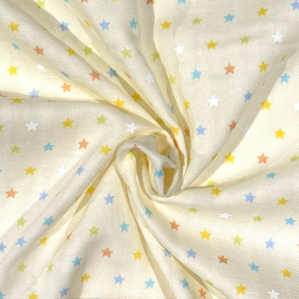 生地【Wガーゼ 星 クリーム×カラフル】ガーゼ生地 ガーゼ ベビー 男の子 女の子 ふんわり やわらか コットン100％ コアラ