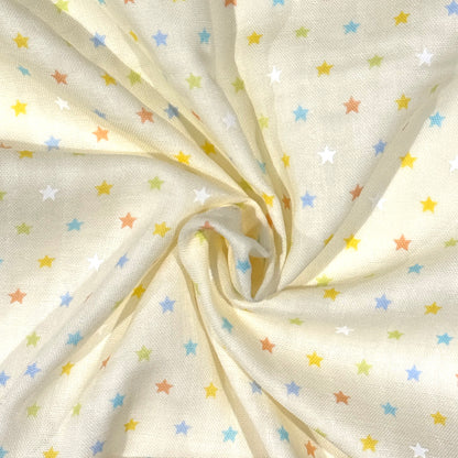 生地【Wガーゼ 星 クリーム×カラフル】ガーゼ生地 ガーゼ ベビー 男の子 女の子 ふんわり やわらか コットン100％ コアラ