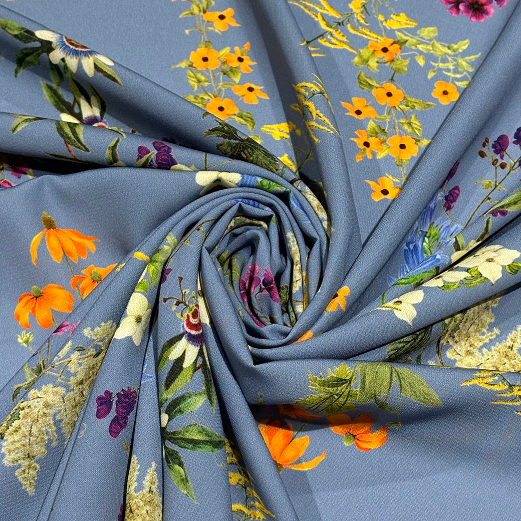 花柄ポリエステルプリント生地