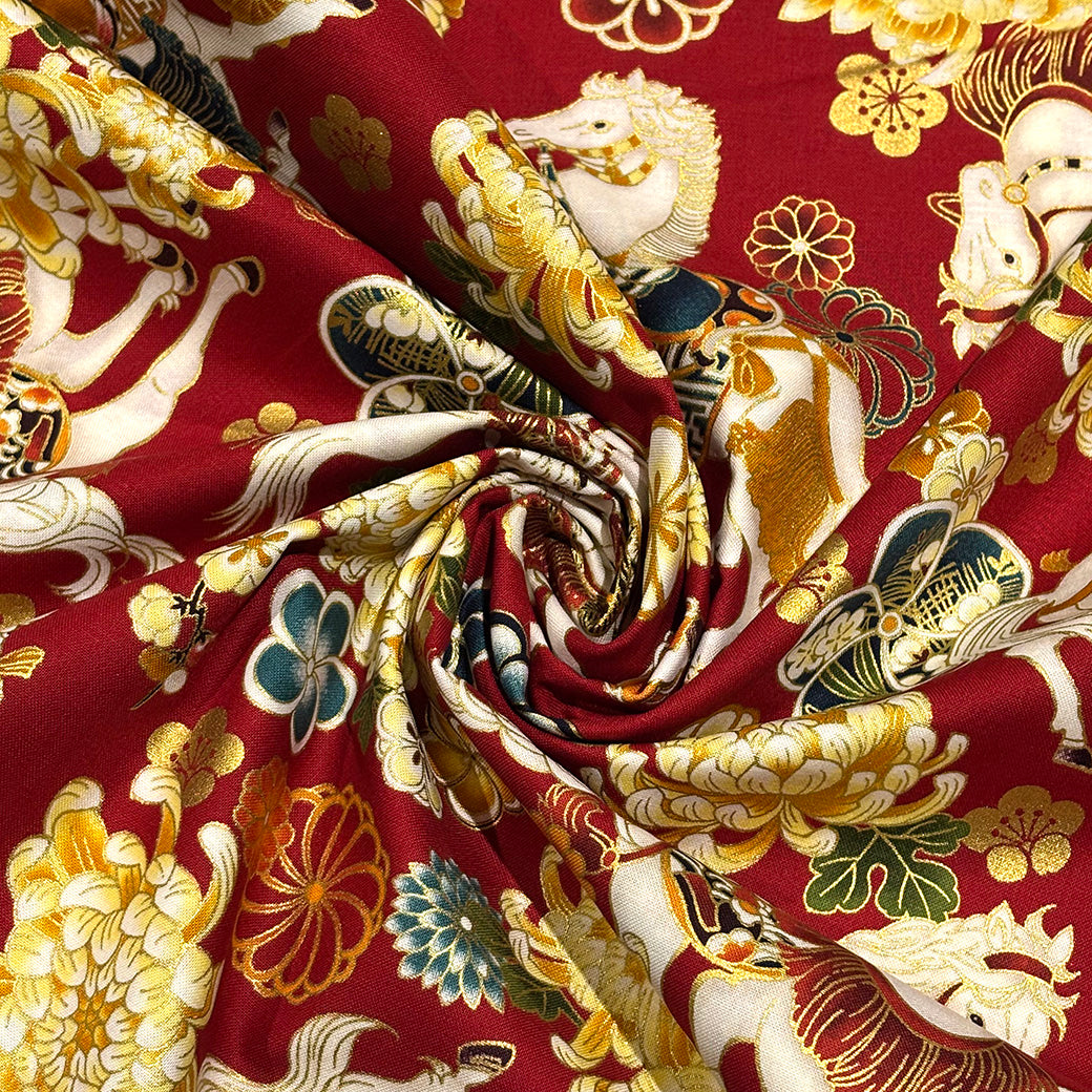 和柄馬シーチング生地