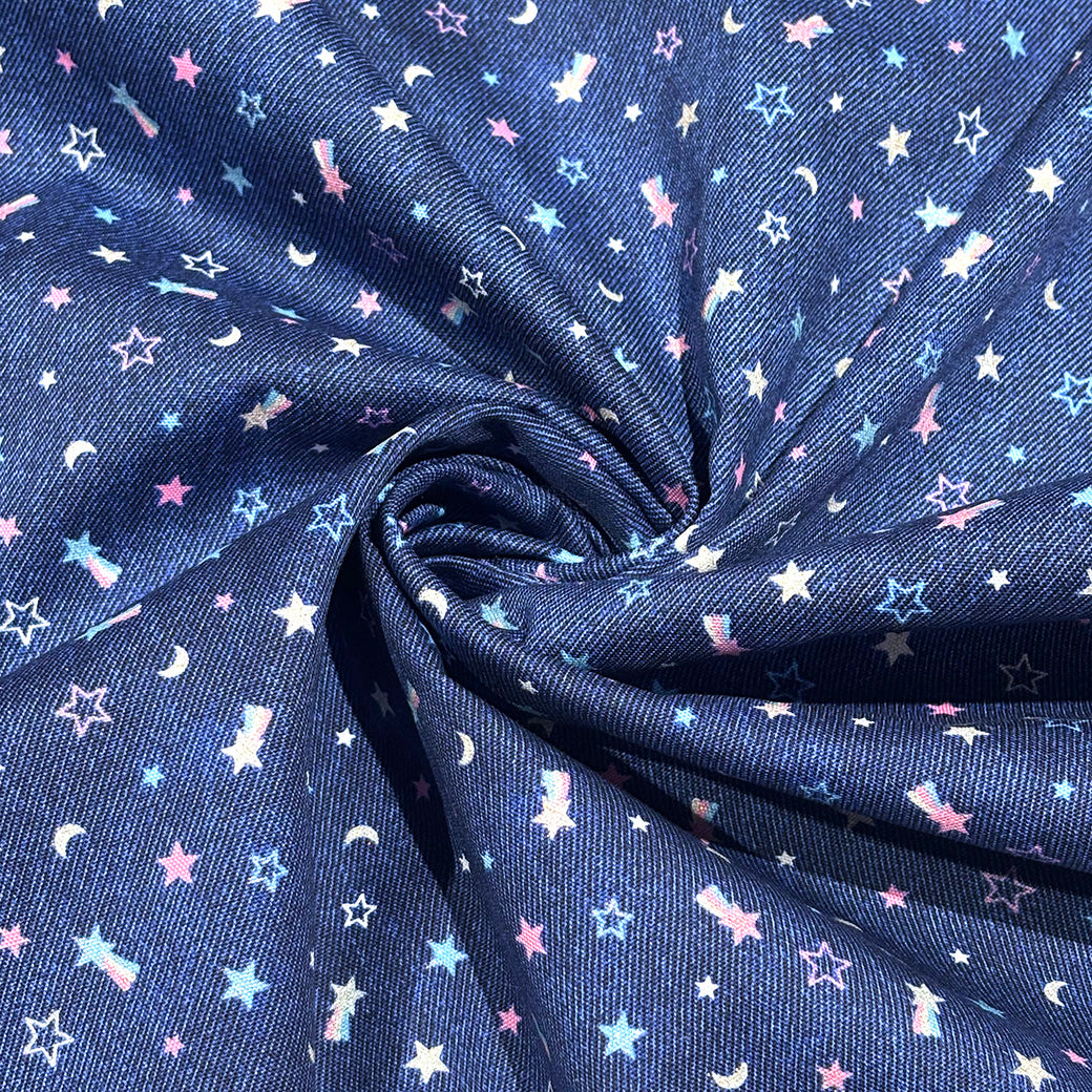 生地 【 オックス ラメ☆デニム ネイビー 】 オックス生地 綿プリント 110cm巾 綿100％