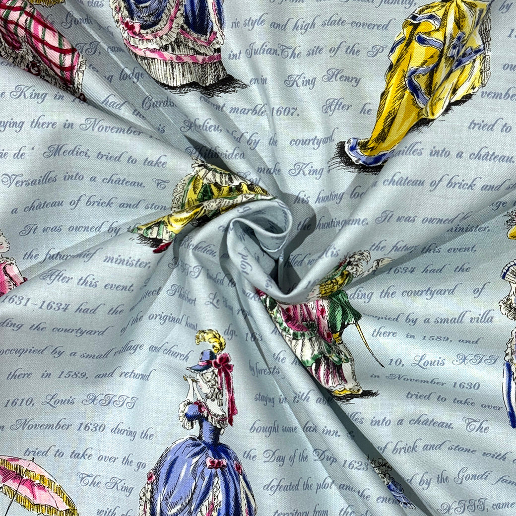 生地 【 QUILT GATE 貴婦人 スカイ 】 キルトゲイト シーチング生地 108cm巾 貴婦人 マリーアントワネットドレス 宮廷 西洋風
