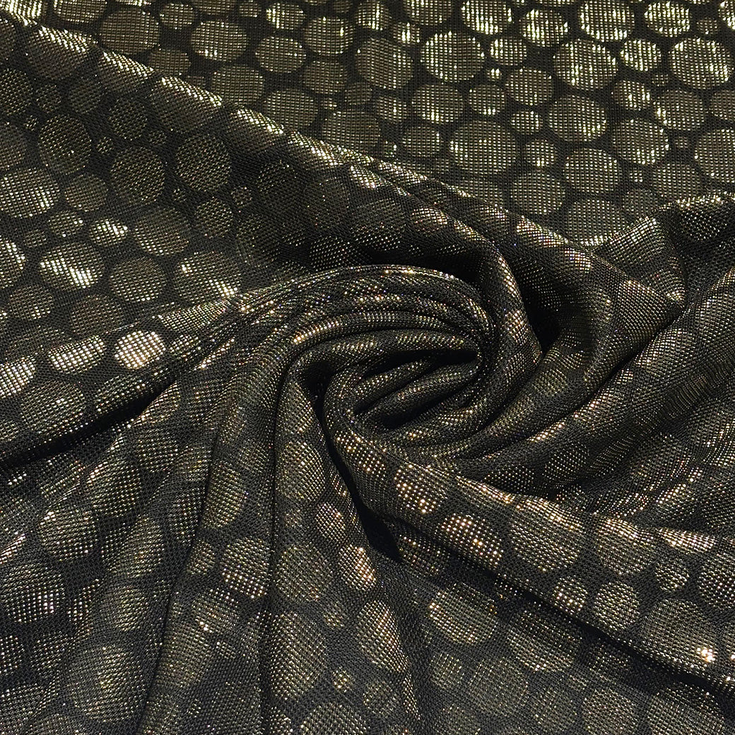 ドット柄ラメニット生地