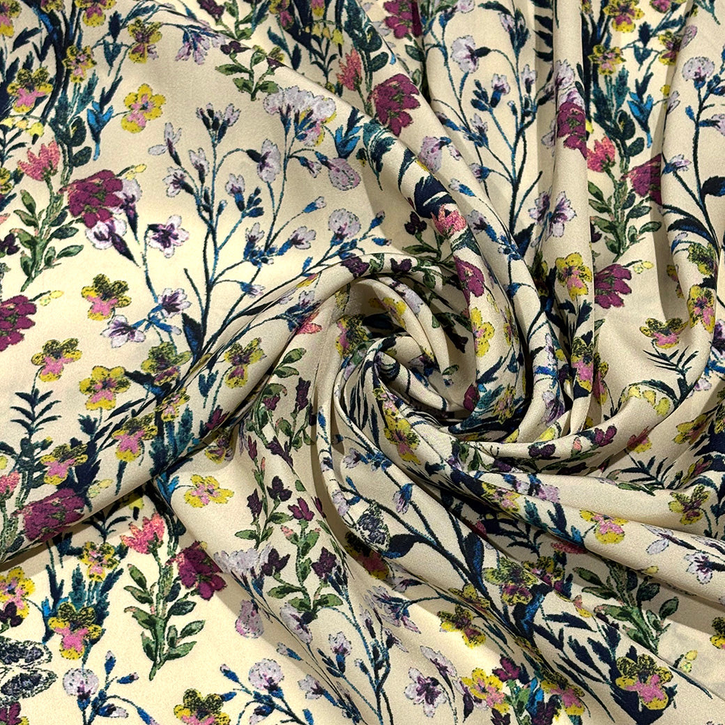 花柄ポリエステルプリント生地
