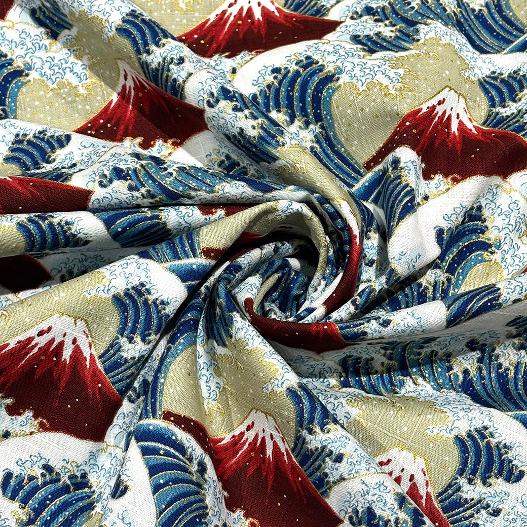 富士山柄のドビー織生地