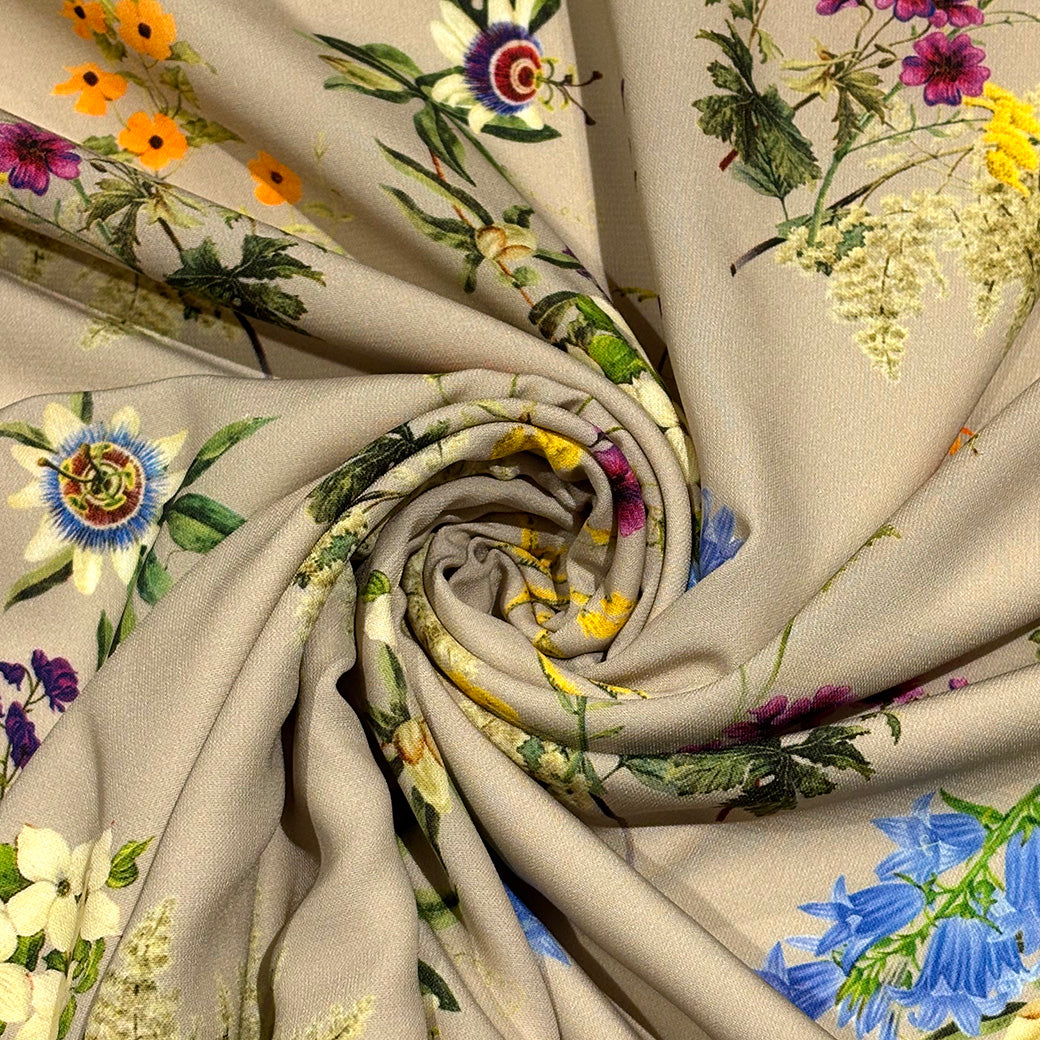 花柄ポリエステルプリント生地