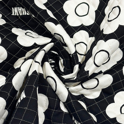 生地 【 MARY QUANT キルティング 黒白 】 マリクワ マリークワント キルティング生地 106cm巾 綿プリント コットン100％ 綿 花柄