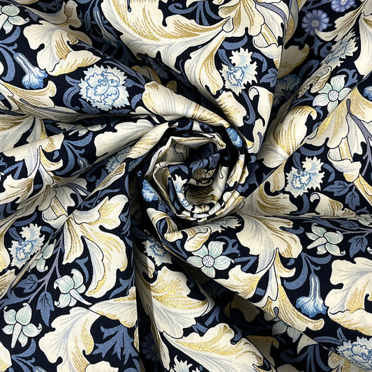 生地 【 V&A Fabric Collection レスター Leicester ネイビー 】 ブロード 110cm巾 コットン 綿100％ 薄手 薄地 ウィリアムモリス William Morris