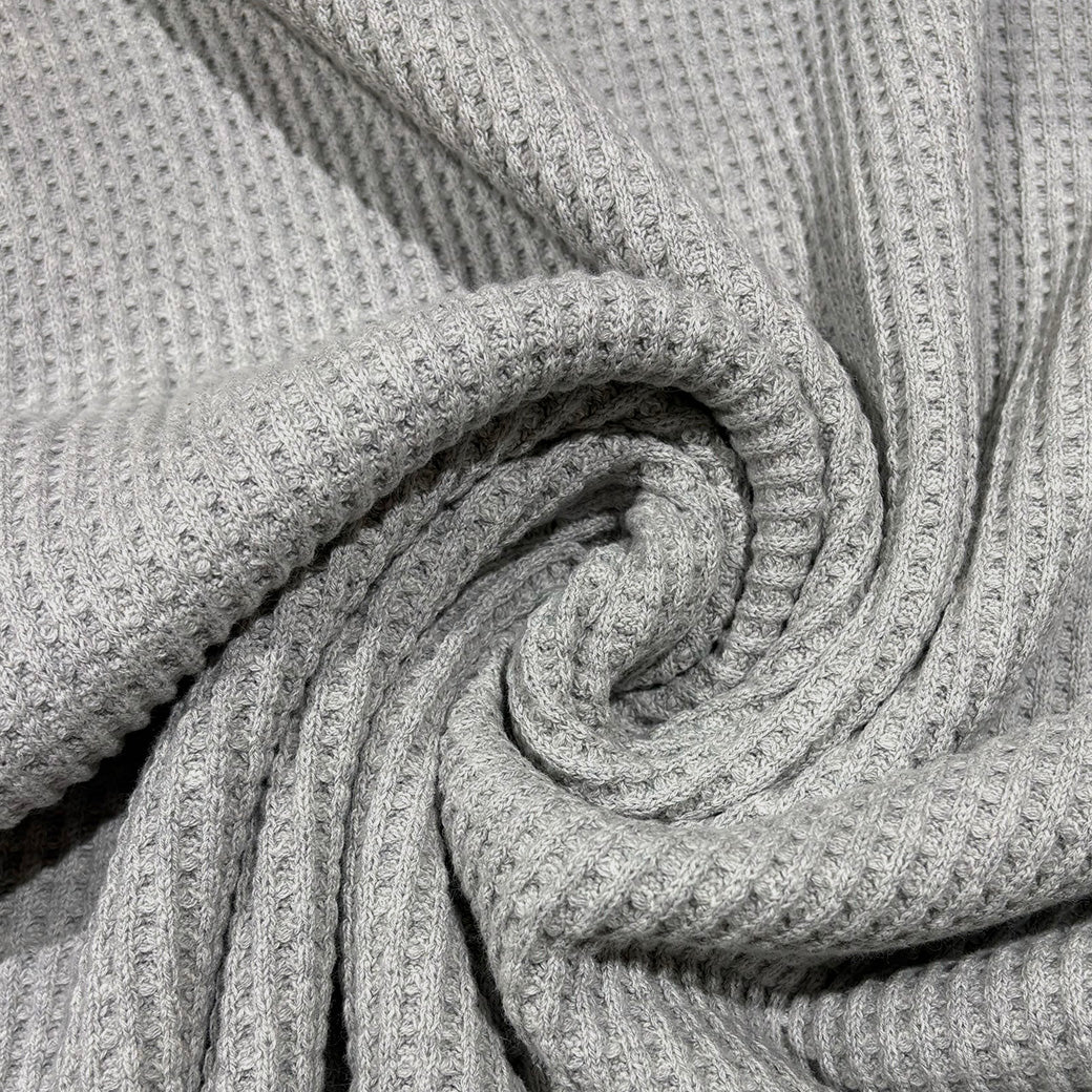 生地 【 厚手ワッフルニット グレー 】 120cm巾 ワッフル生地 凹凸ニット 厚手ニット