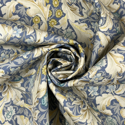 生地 【 V&A Fabric Collection レスター Leicester アンティークブルー 】 ブロード 110cm巾 コットン 綿100％ 薄手 薄地 ウィリアムモリス William Morris