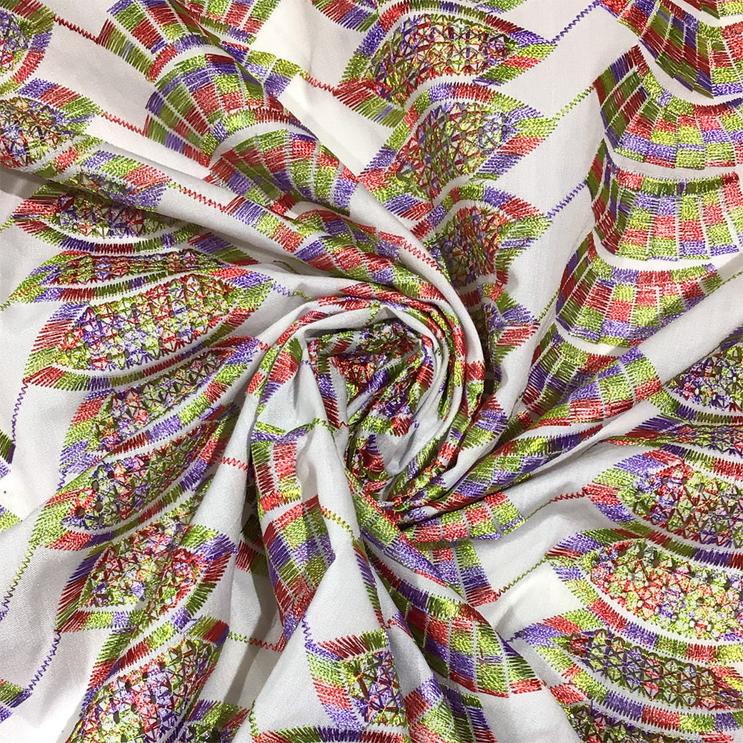 生地 【 刺繍レース エネルギッシュトリコ 】 レース生地 103cm巾 刺繍レース 刺しゅう生地 立体レース 透け感レース 幾何学模様