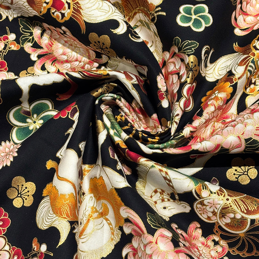 和柄馬シーチング生地