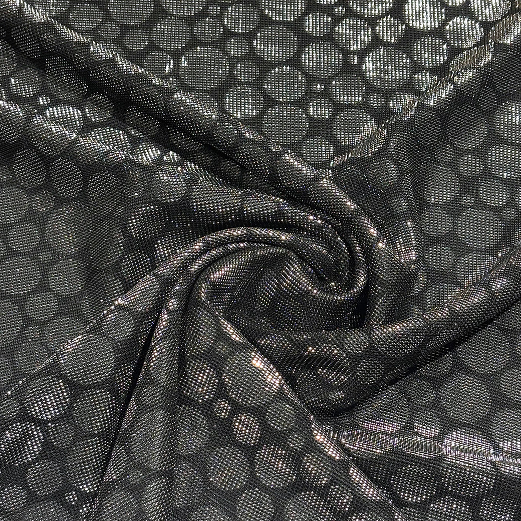 ドット柄ラメニット生地