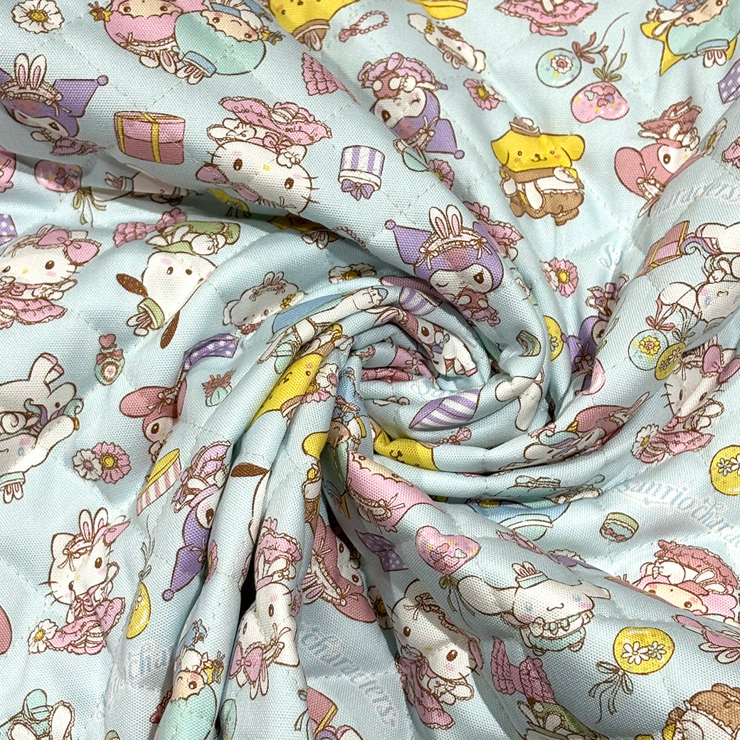 生地 【 サンリオキャラキルト 水色 】 サンリオ キルト生地 キルティング 105cm巾 コットン 綿100％ キャラクター