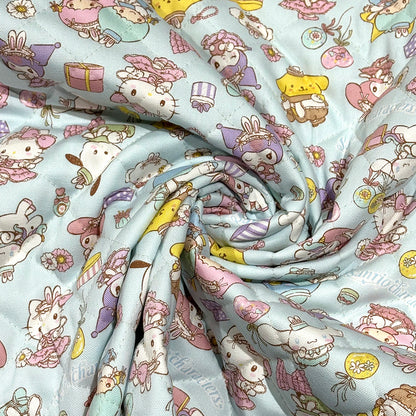 生地 【 サンリオキャラキルト 水色 】 サンリオ キルト生地 キルティング 105cm巾 コットン 綿100％ キャラクター