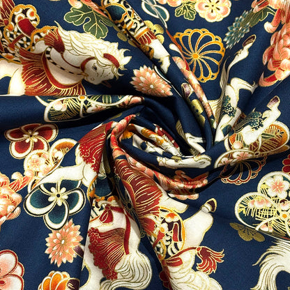 和柄馬シーチング生地