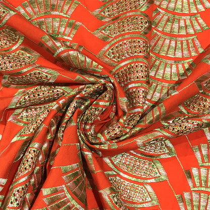 生地 【 刺繍レース パトラオレンジ 】 レース生地 103cm巾 刺繍レース 刺しゅう生地 立体レース 透け感レース 幾何学模様