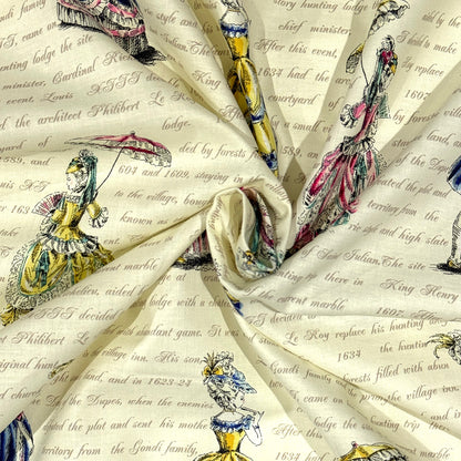 生地 【 QUILT GATE 貴婦人 クリーム 】 キルトゲイト シーチング生地 108cm巾 貴婦人 マリーアントワネットドレス 宮廷 西洋風