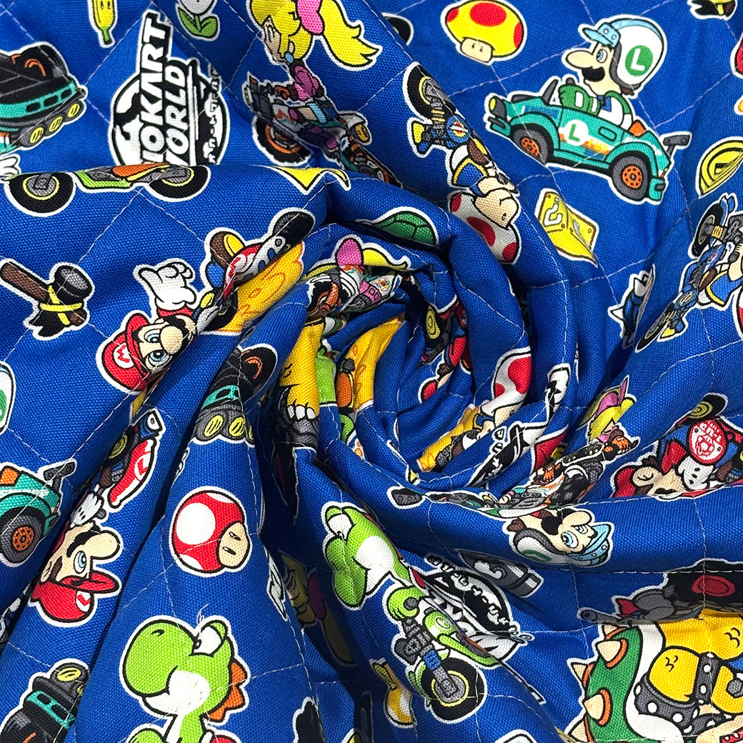 生地 【 マリオカート キルト ブルー】 キルト生地 キルティング 105cm巾 コットン 綿100％ キャラ生地 キャラクター