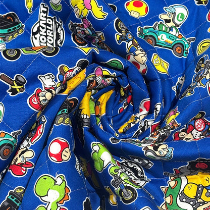 生地 【 マリオカート キルト ブルー】 キルト生地 キルティング 105cm巾 コットン 綿100％ キャラ生地 キャラクター