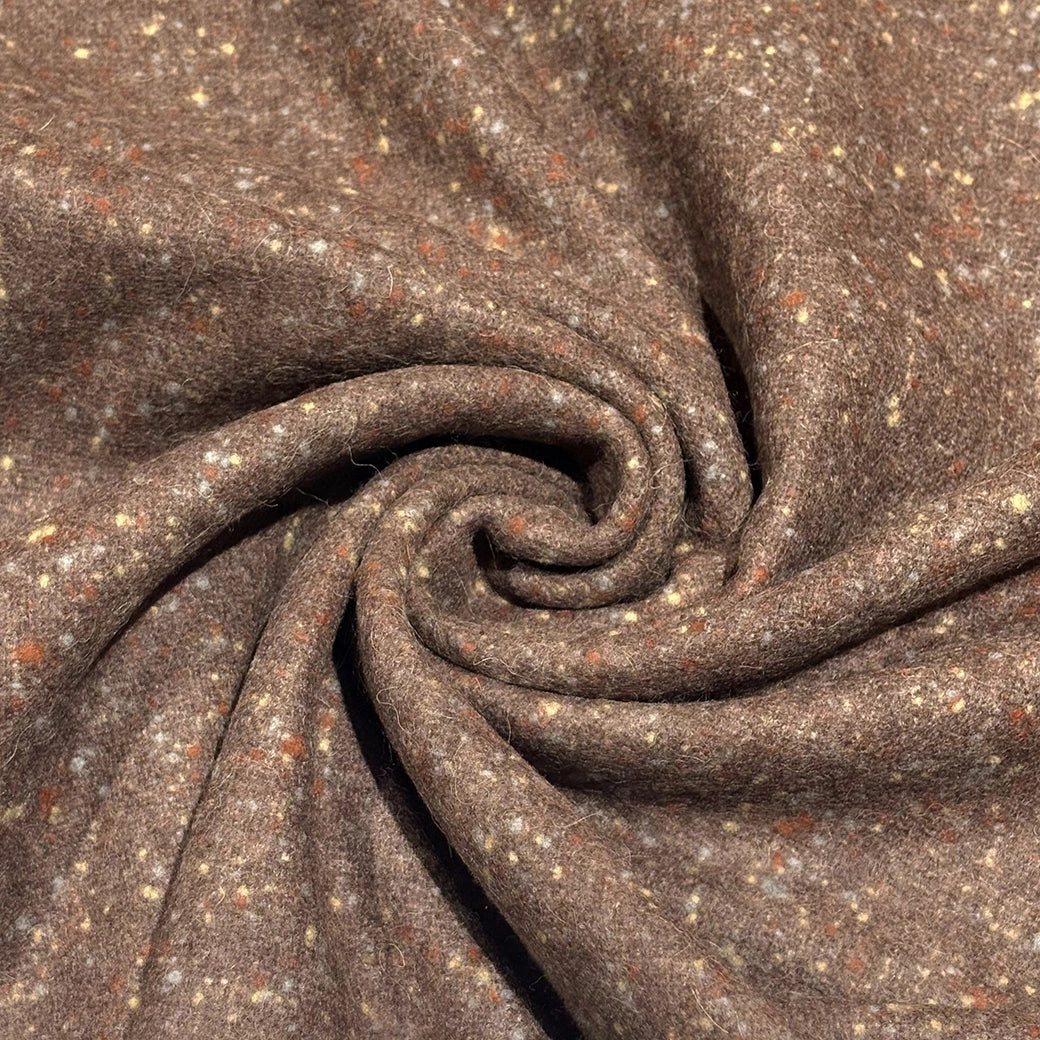 生地 【 ウールツイード 茶色 】 ツイード生地 ウール素材 ウール混 140cm巾 幅広 起毛 厚手 ネップ