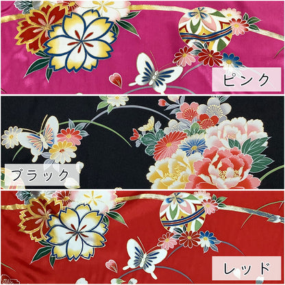 生地 【 シルク プリント 和柄 】 正絹 和柄 和生地 桜 手毬 蝶々 シルク 本絹 花束 花柄 帯 半幅帯 和柄 和風生地 和柄生地 ハンドメイド 手芸 衣装 人形衣装 つまみ細工 和装小物 着物 日本製 金糸 髪飾り 冬 リメイク 初釜 御茶席 袱紗 高級 雛祭り textile world toa