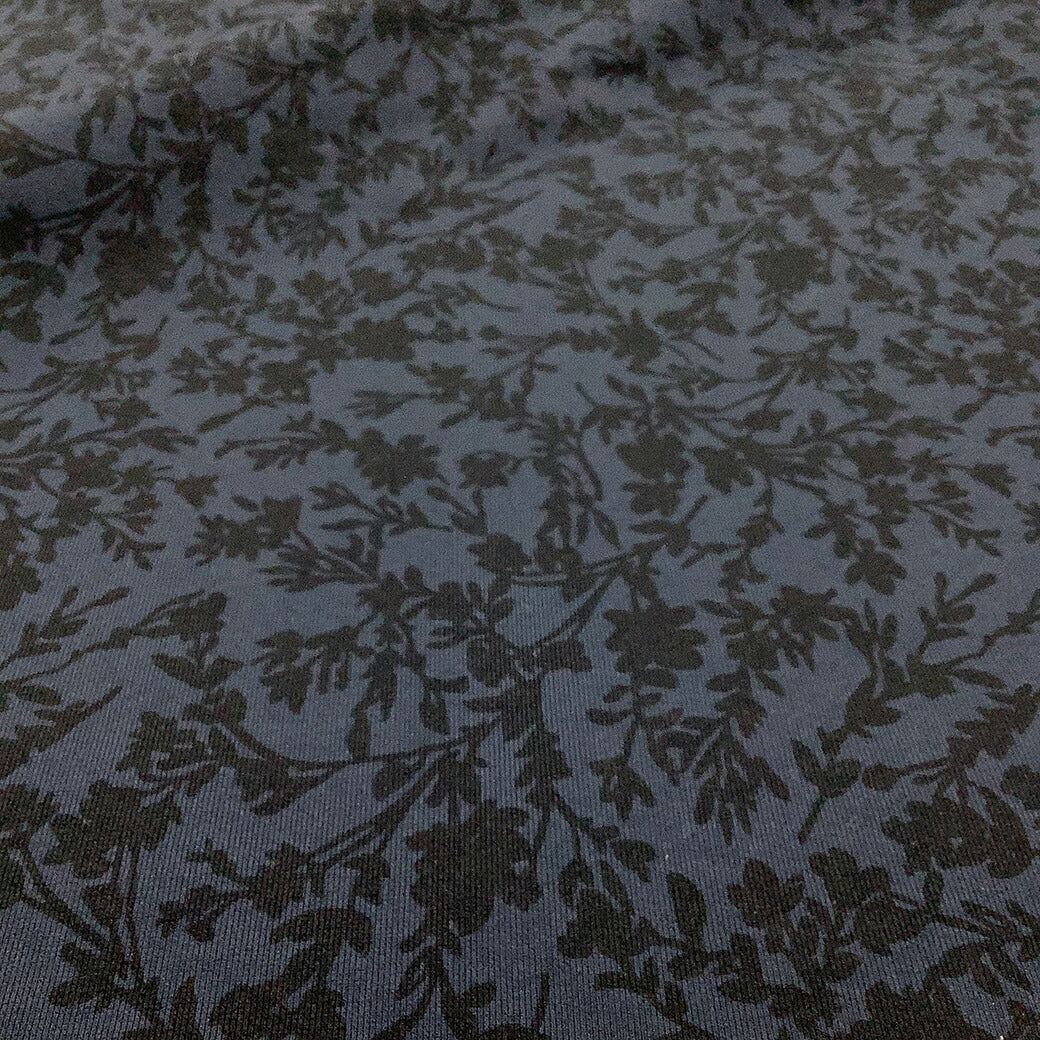 生地【 裏起毛 ネイビー】 冬生地 サラサプリント 花柄生地 起毛 草木 植物 布地 トレーナー 北欧 コート スヌード ジャケット スカート 子供服 ひざ掛け 雑貨 インテリア ハンドメイド 手芸 あったか 秋冬 暖かい 厚い生地 厚手 青 ネイビー 厚い生地 textile world toa