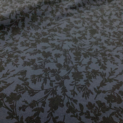 生地【 裏起毛 ネイビー】 冬生地 サラサプリント 花柄生地 起毛 草木 植物 布地 トレーナー 北欧 コート スヌード ジャケット スカート 子供服 ひざ掛け 雑貨 インテリア ハンドメイド 手芸 あったか 秋冬 暖かい 厚い生地 厚手 青 ネイビー 厚い生地 textile world toa