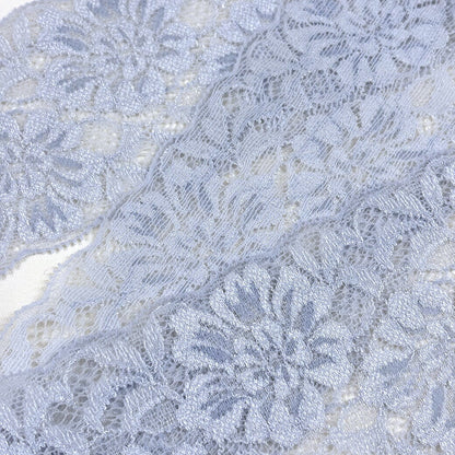 リボン【 ストレッチラッセルレース 水色 】レースリボン ラッセルレース 刺繍リボン 花柄 花柄刺繍 レース刺繍 刺繍テープ ハンドメイド資材 可愛い 手芸用テープ リボンテープ 洋裁 ハンドメイド 手芸用 パーツ 布雑貨 副材 手芸副材 フリル Textile World TOA