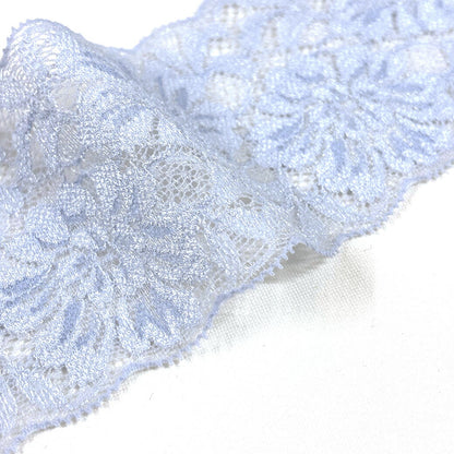 リボン【 ストレッチラッセルレース 水色 】レースリボン ラッセルレース 刺繍リボン 花柄 花柄刺繍 レース刺繍 刺繍テープ ハンドメイド資材 可愛い 手芸用テープ リボンテープ 洋裁 ハンドメイド 手芸用 パーツ 布雑貨 副材 手芸副材 フリル Textile World TOA