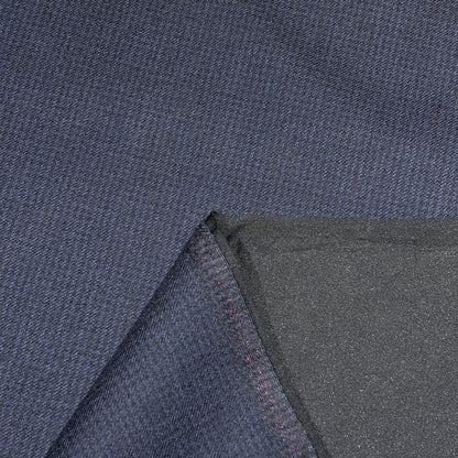 生地 【 チェック ネイビー 】 ウール生地 150cm巾 幅広 ウール100％ ラミネ加工 厚手