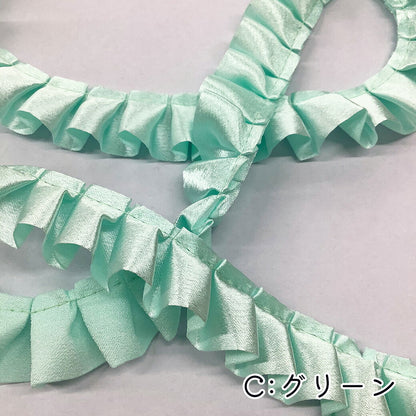 リボン【 サテンフリルリボン 7色 】サテンリボン ヘアアクセサリー カーリーリボン ホイルカラーリボン フリル レース リボン レースリボン テープ ギャザー タック プリーツ ゆめかわ 推し活 ハンドメイド 雑貨 装飾  ポーチ バッグ 手芸用レース 手作り Textile World TOA