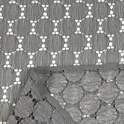 生地 【 ラウンドレース グレー 】 レース レース生地 ラウンドレース 刺繍 レース刺繍 ドット 水玉 サークル 幾何学 ラッセルレース ワンピーズ チュニック スカート カーテン ブライダル ウェディング コスプレ 半襟 ポリエステル エレガント 可愛い Textile World TOA