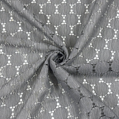 生地 【 ラウンドレース グレー 】 レース レース生地 ラウンドレース 刺繍 レース刺繍 ドット 水玉 サークル 幾何学 ラッセルレース ワンピーズ チュニック スカート カーテン ブライダル ウェディング コスプレ 半襟 ポリエステル エレガント 可愛い Textile World TOA