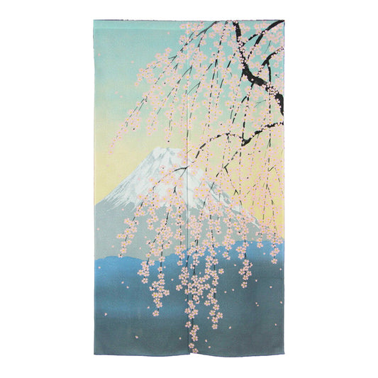 【 のれん 富士桜 】 暖簾 カーテン 富士山 桜 枝垂れ桜 ふじさん fuji sakura 伝統和柄 日本柄 和柄 目隠しカーテン お土産 海外 外国人 日本料理屋 間仕切り 割烹 寿司屋 ギフト プレゼント 留学 ホームスティ ホストファミリー 日本のおみやげ japanese noren curtain