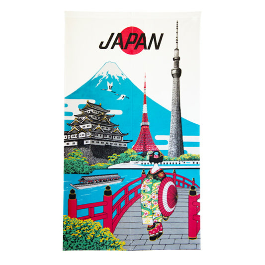 【 のれん 東京観光 】 暖簾 カーテン 東京 お江戸 東京タワー 城下町 鶴 お堀 伝統和柄 日本柄 和柄 目隠しカーテン お土産 海外 外国人 日本料理屋 間仕切り 割烹 寿司屋 ギフト プレゼント 留学 ホームスティ ホストファミリー 日本のおみやげ japanese noren curtain